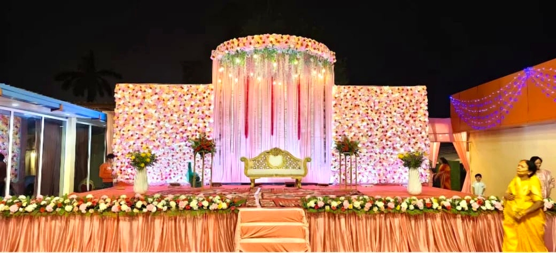 Pastel floral reception stage