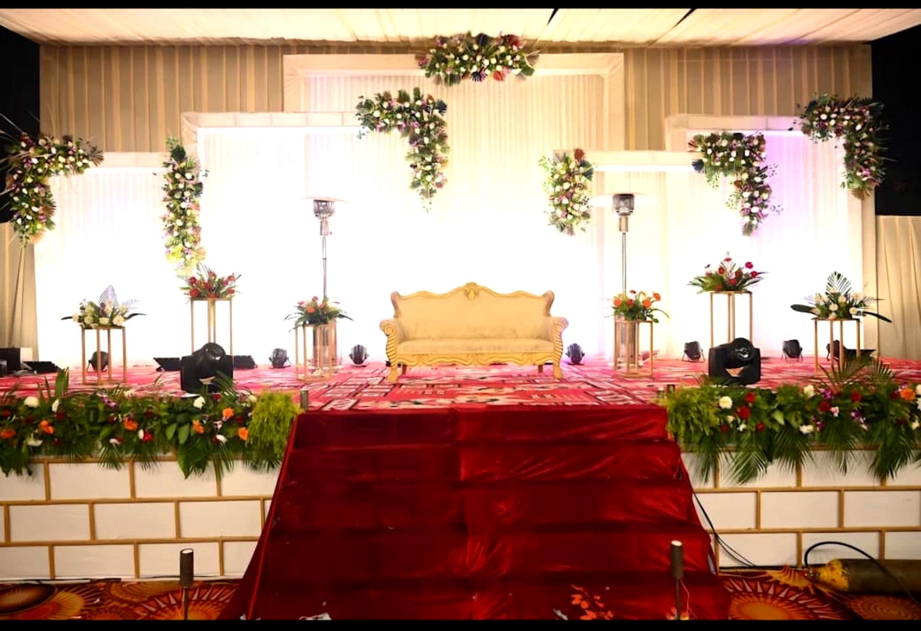 Elegant white floral event stage