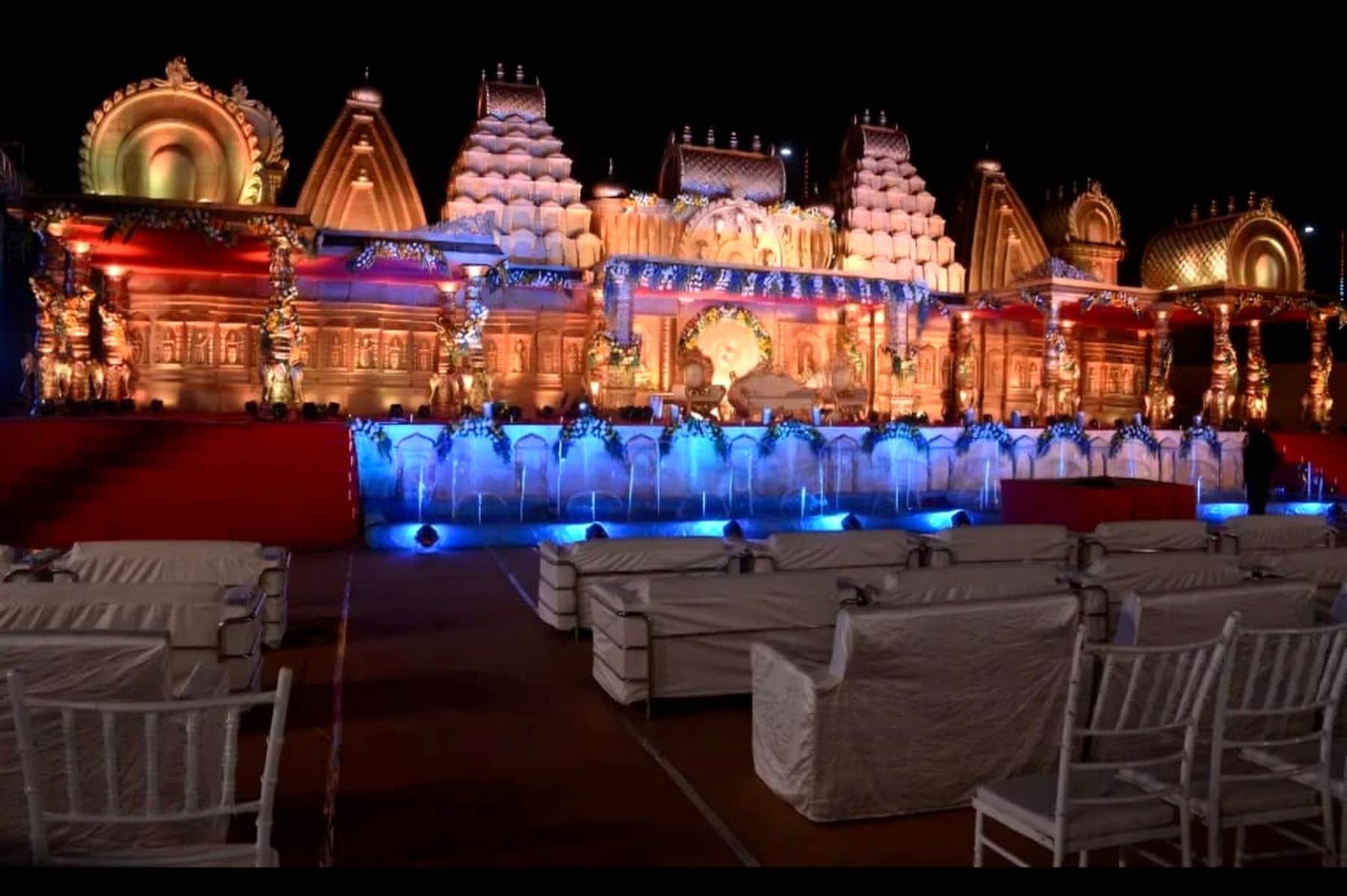 Palace theme wedding setup at The Gautam Hotel Varanasi
